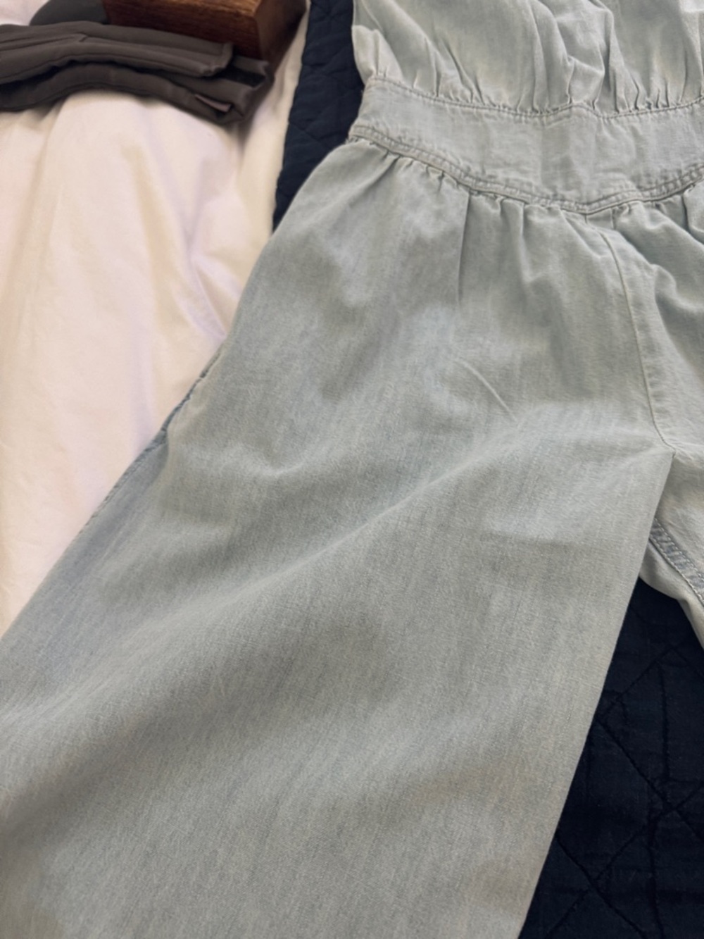 Free People Light Blue Denim Wide-Leg Overalls/Jumpsuit - Picture 5 of 11